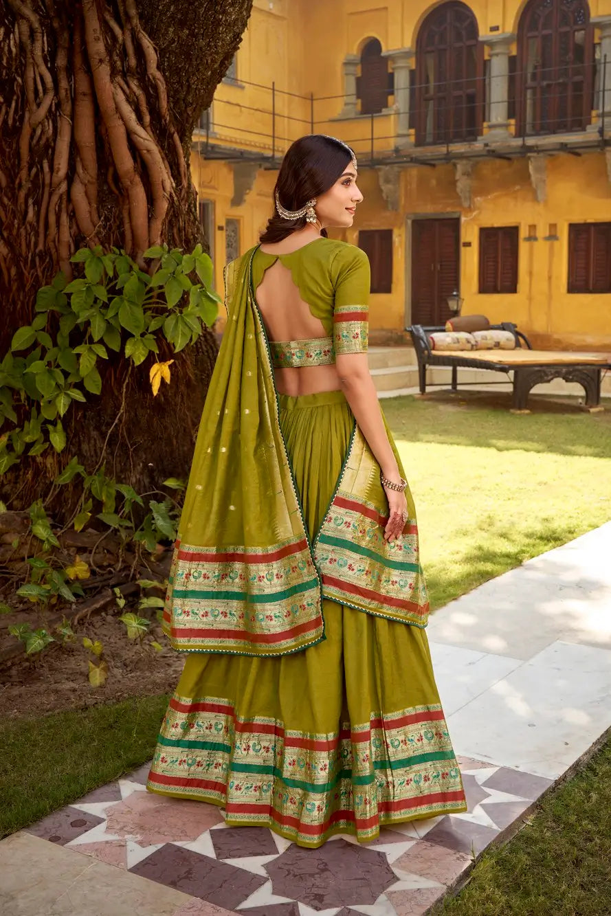 Chanderi Zari Weaving Lehenga Choli Set