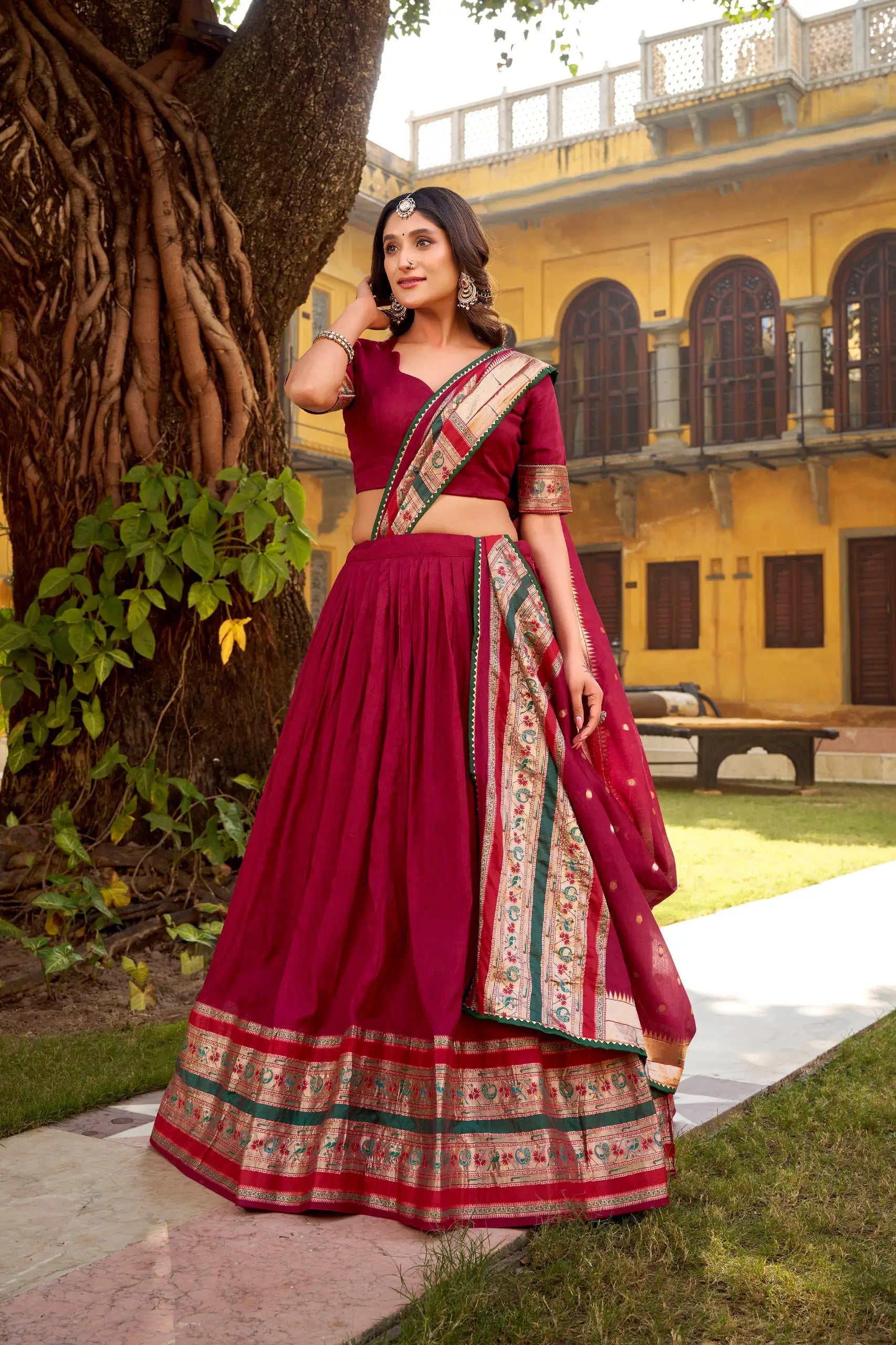 Chanderi Zari Weaving Lehenga Choli Set