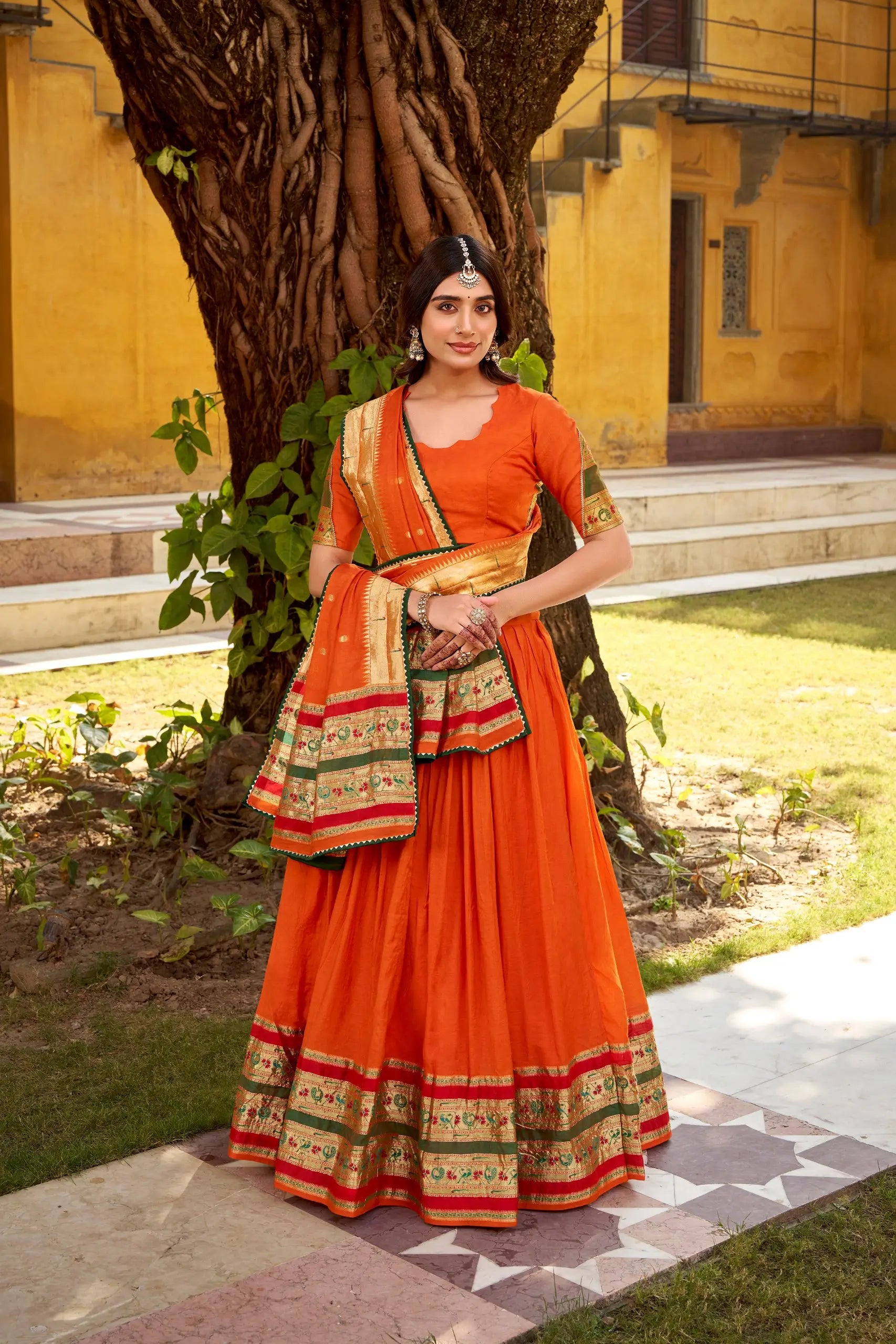 Chanderi Zari Weaving Lehenga Choli Set
