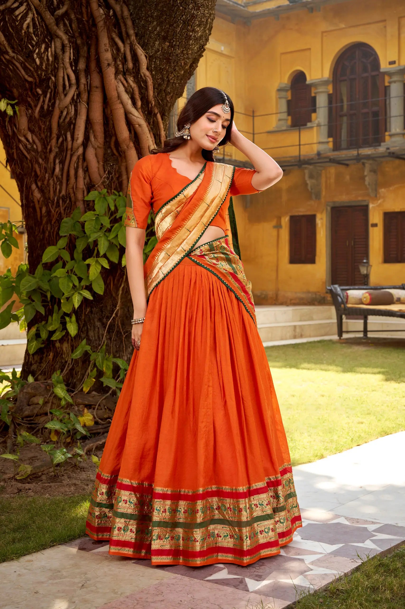 Chanderi Zari Weaving Lehenga Choli Set