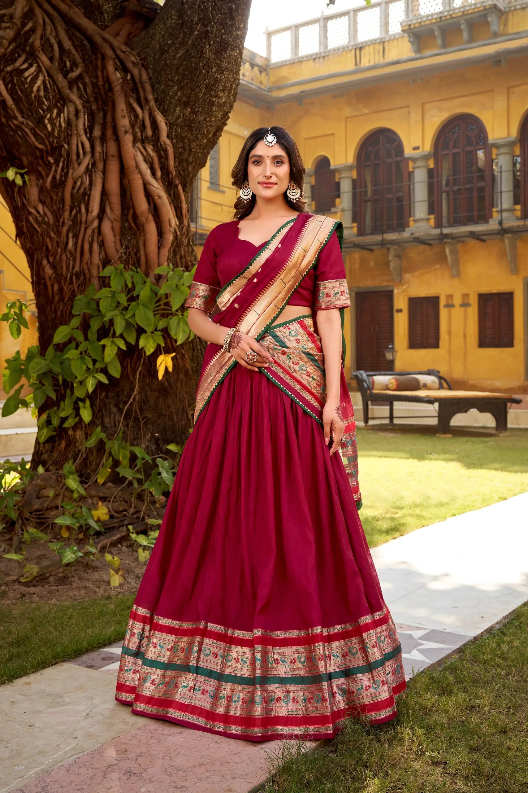 Chanderi Zari Weaving Lehenga Choli Set