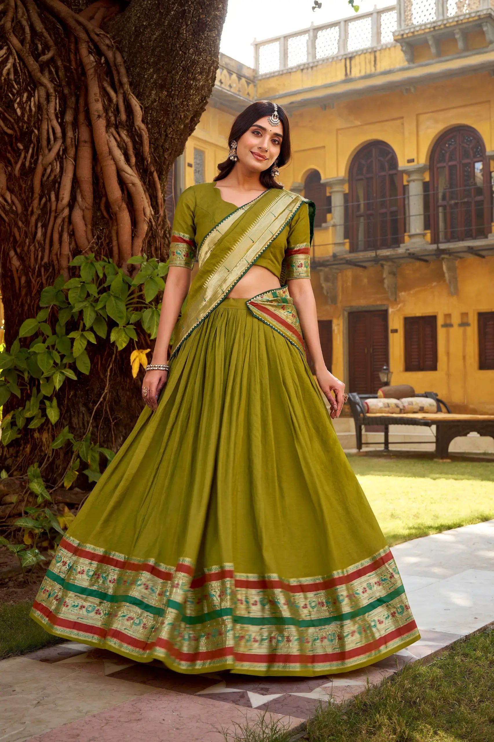 Chanderi Zari Weaving Lehenga Choli Set