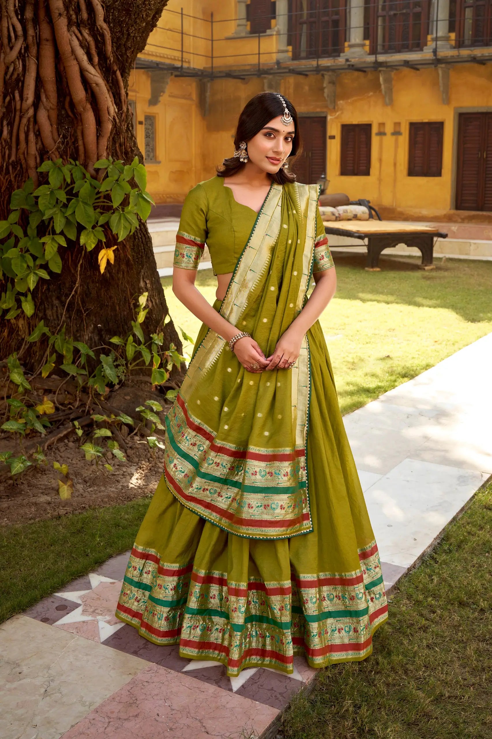 Chanderi Zari Weaving Lehenga Choli Set