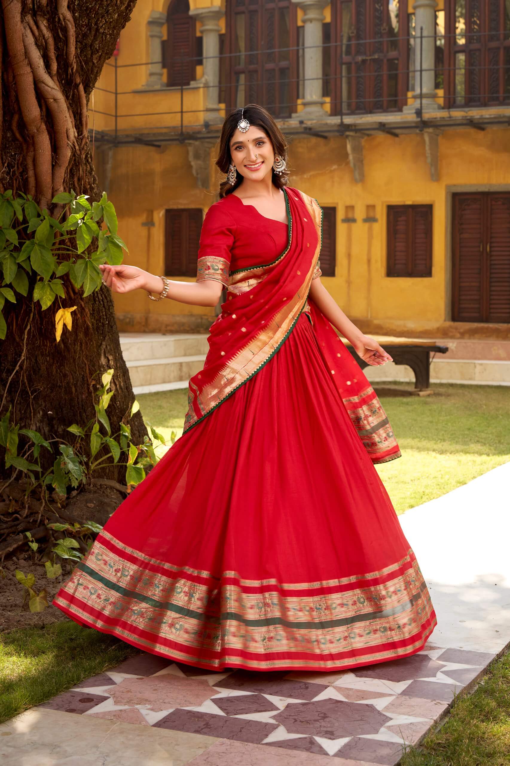 Chanderi Zari Weaving Lehenga Choli Set