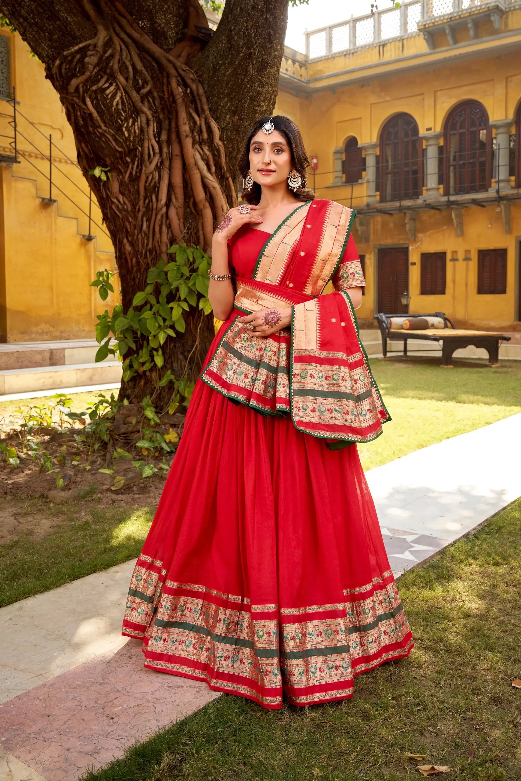 Chanderi Zari Weaving Lehenga Choli Set