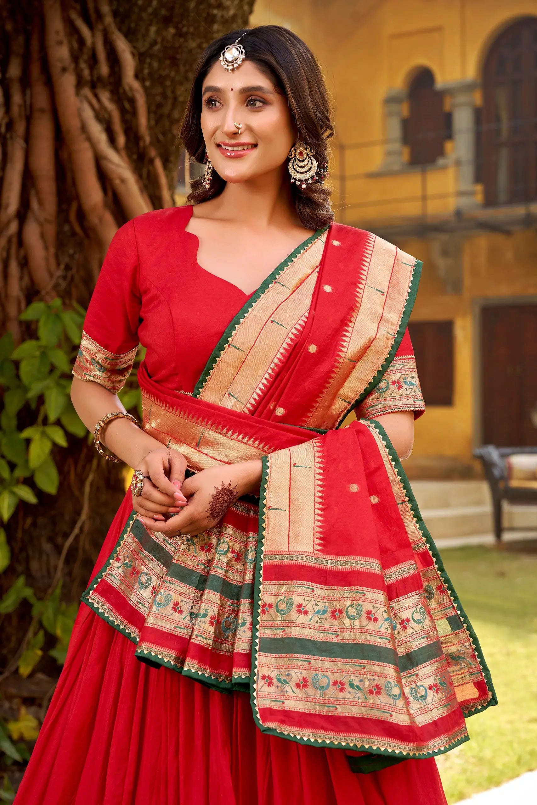 Chanderi Zari Weaving Lehenga Choli Set