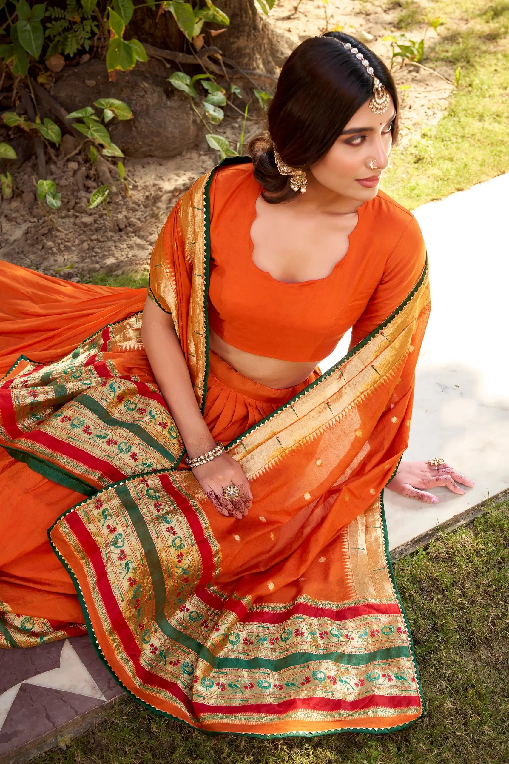 Chanderi Zari Weaving Lehenga Choli Set