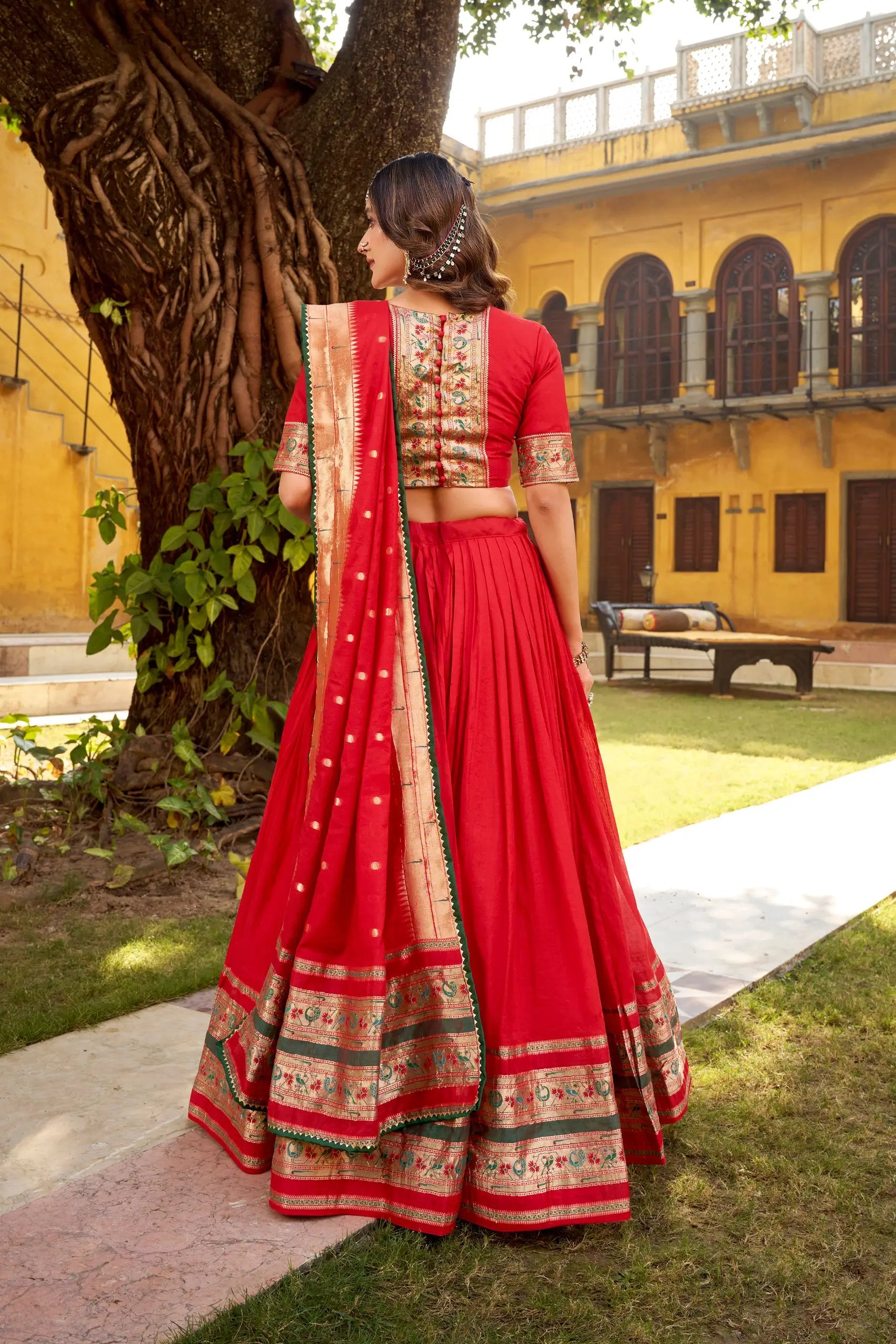 Chanderi Zari Weaving Lehenga Choli Set