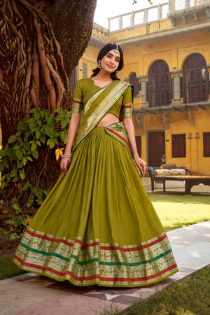 Chanderi Zari Weaving Lehenga Choli Set