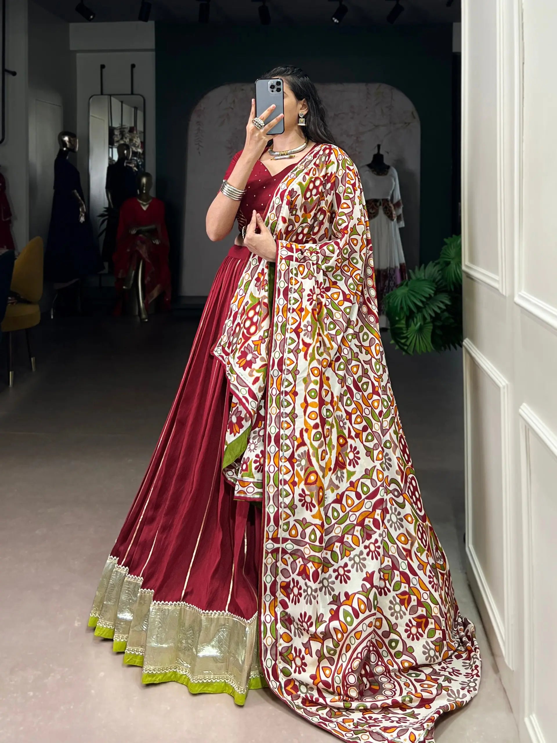 Chanderi Zari Weaving Lehenga Set