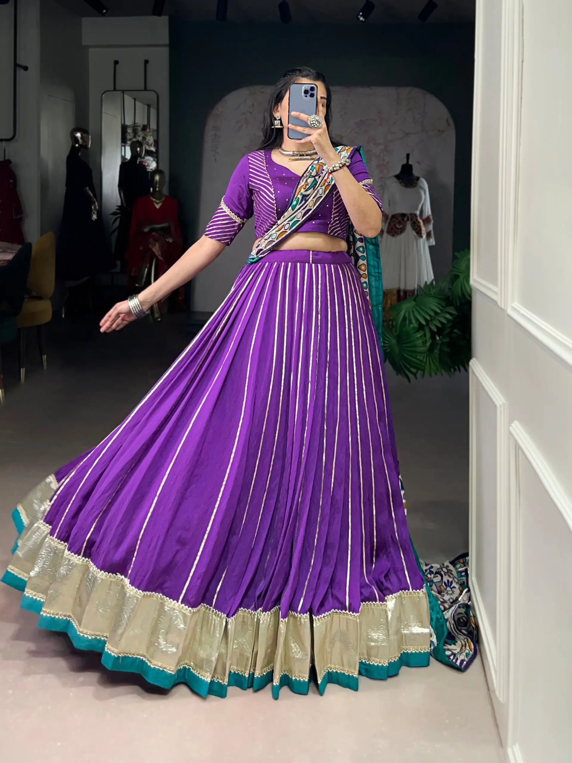 Chanderi Zari Weaving Lehenga Set