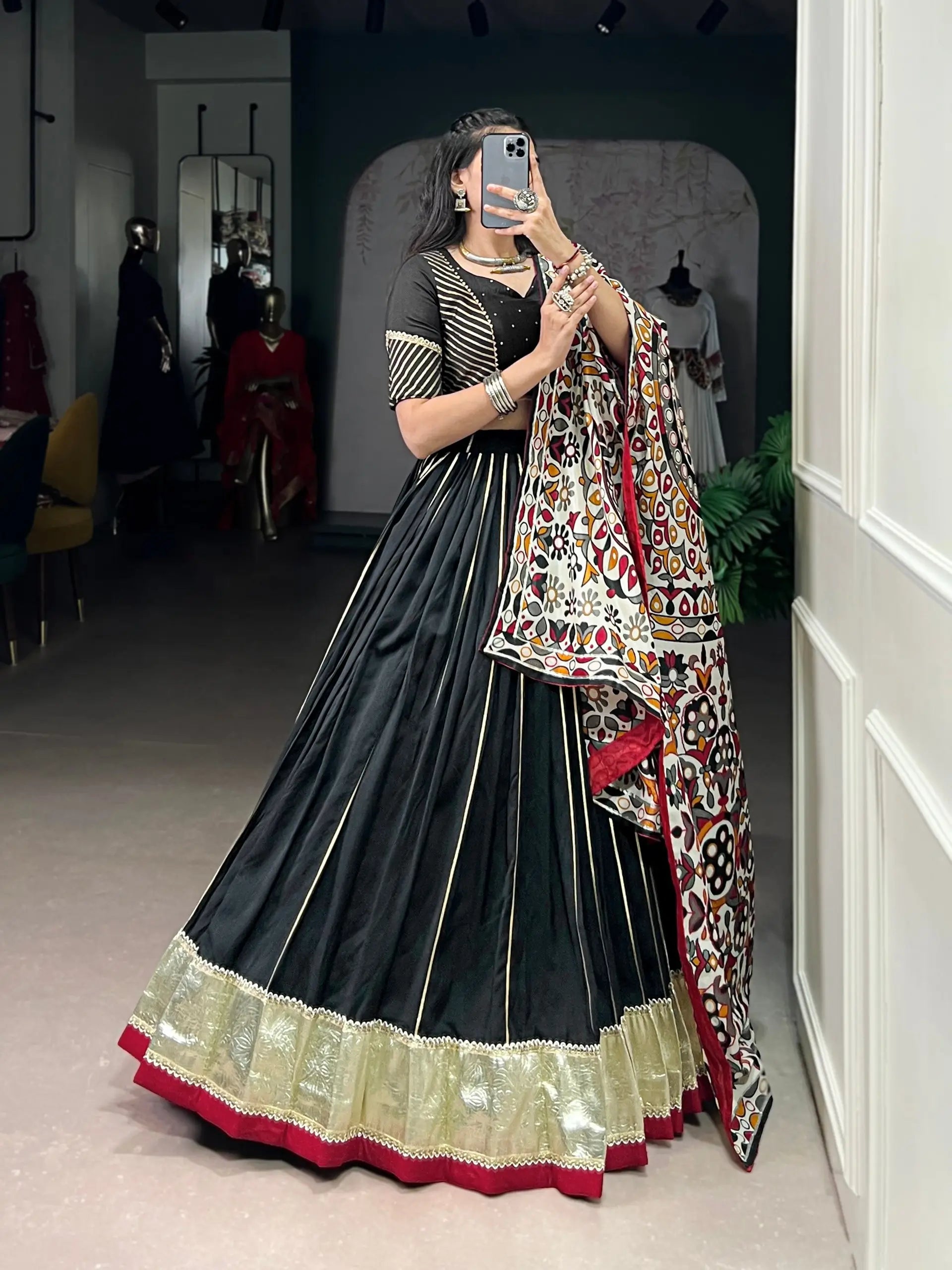 Chanderi Zari Weaving Lehenga Set