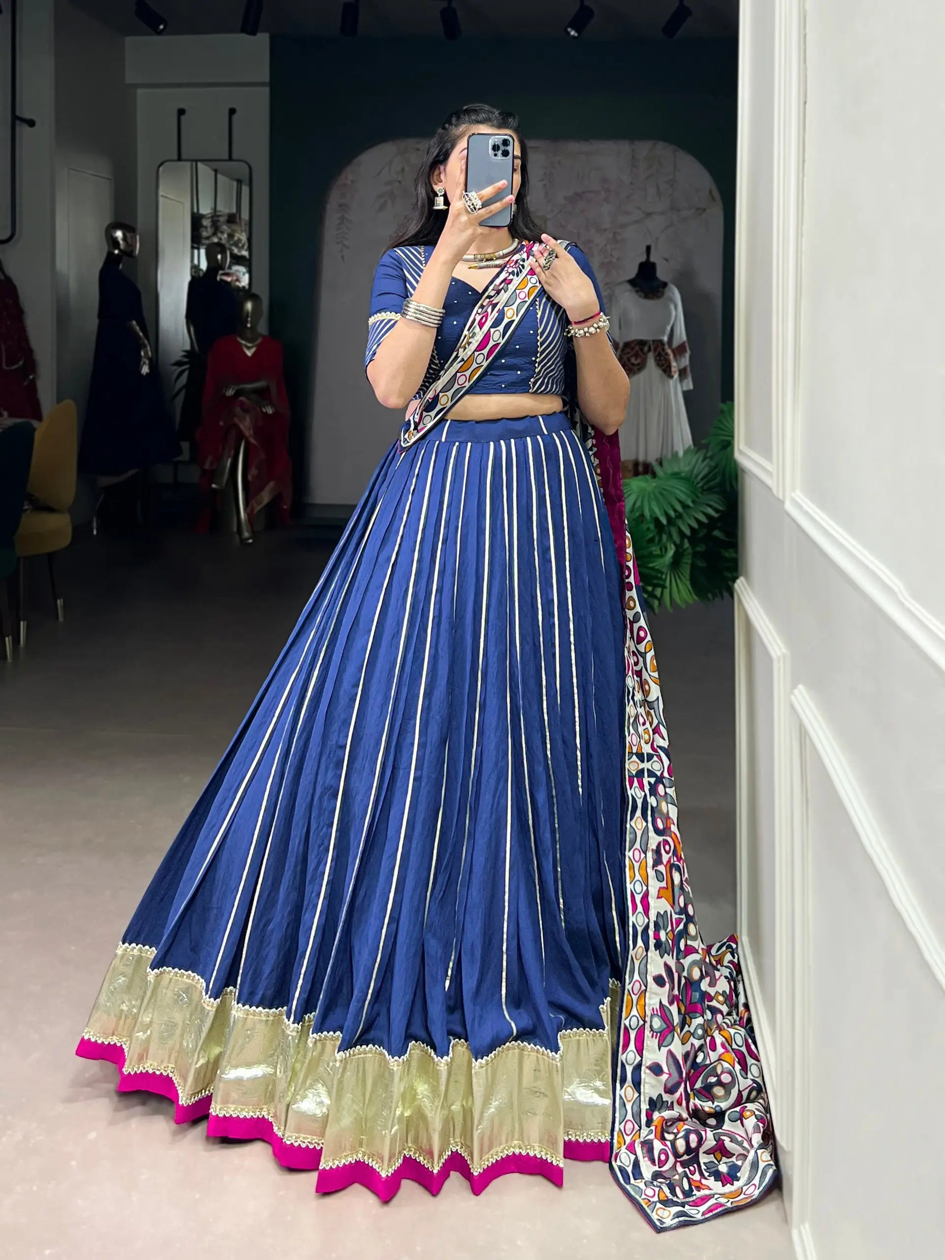 Chanderi Zari Weaving Lehenga Set