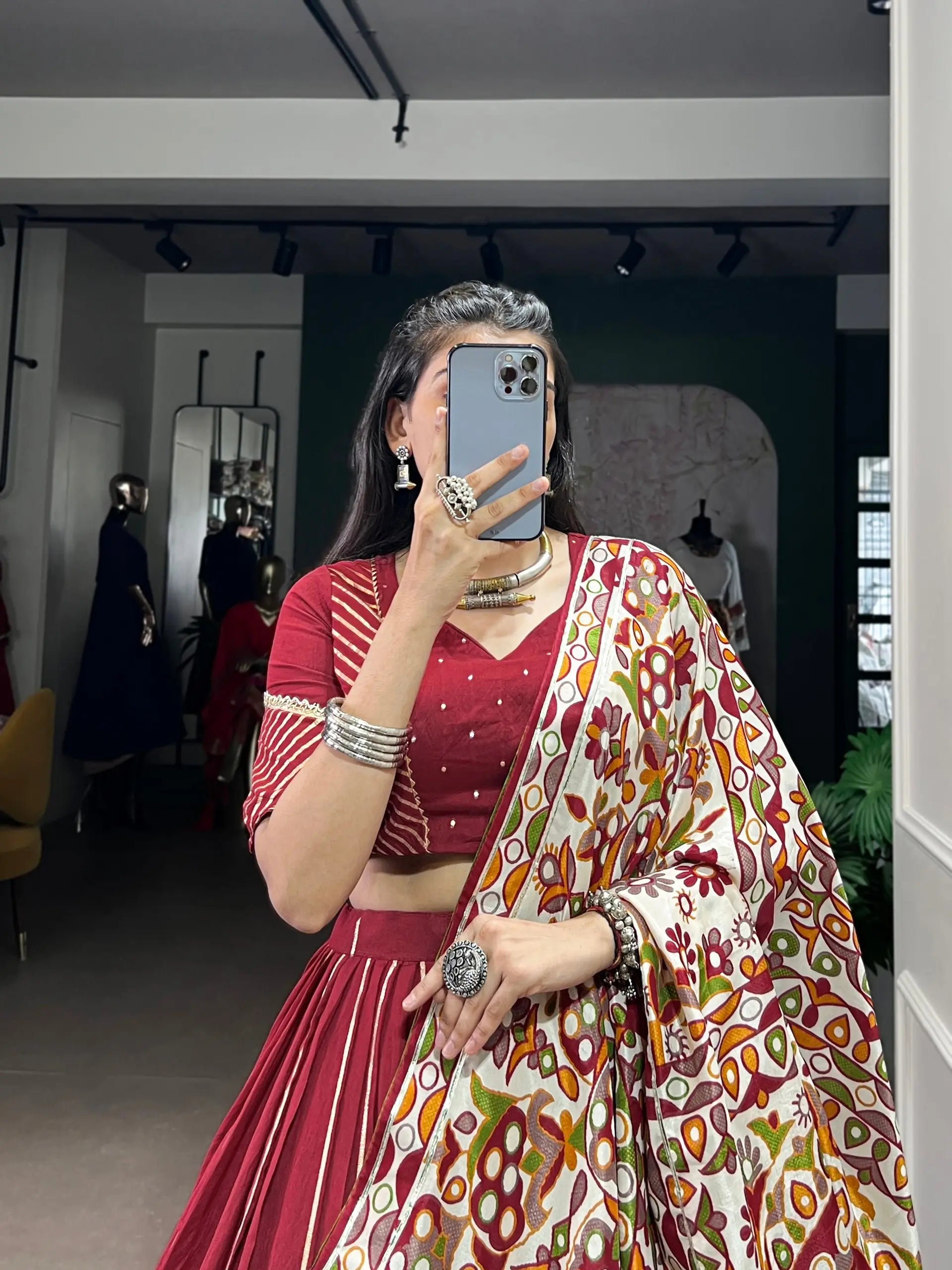 Chanderi Zari Weaving Lehenga Set