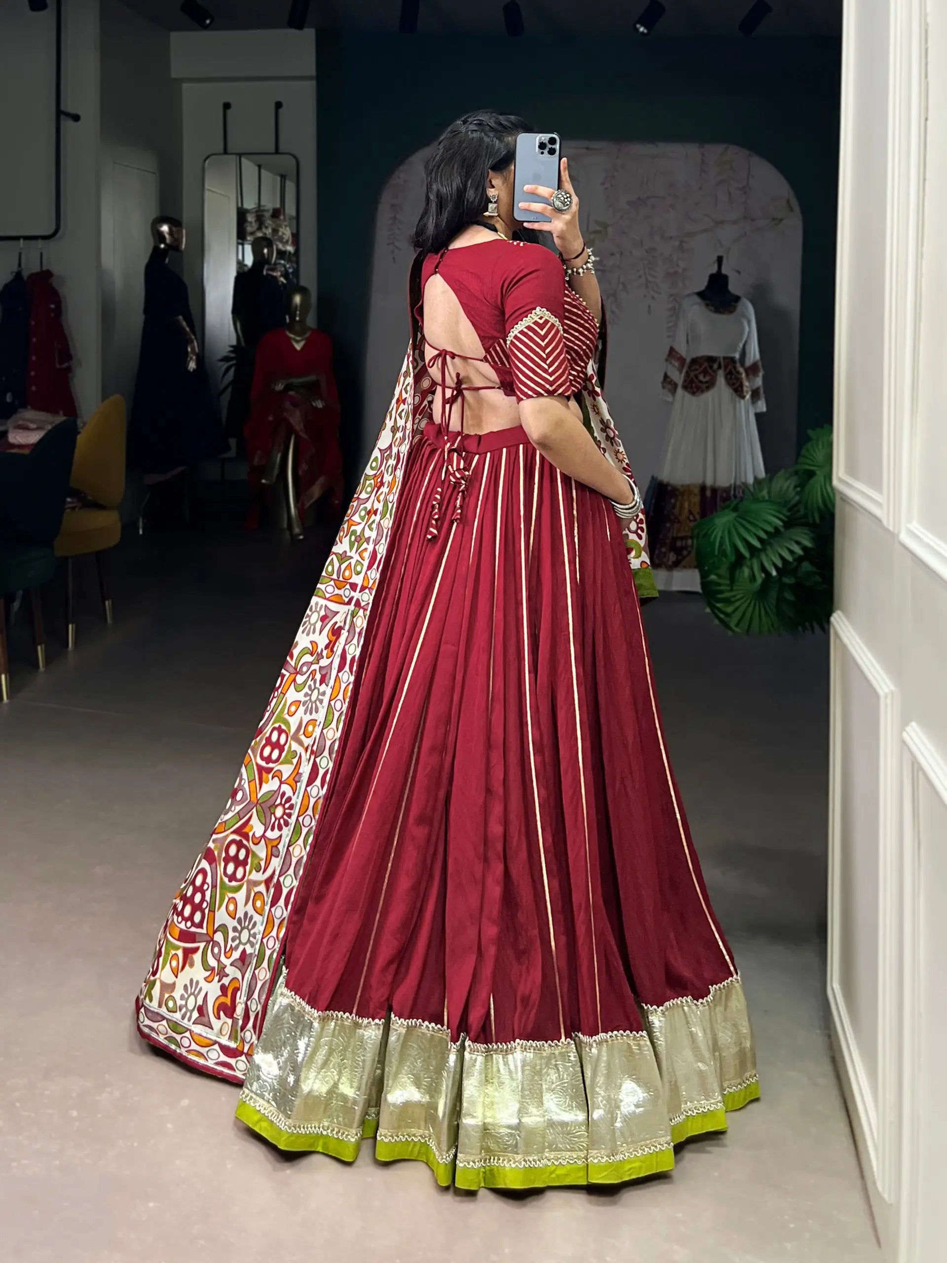 Chanderi Zari Weaving Lehenga Set