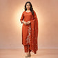 Rust Floral Vine Kurta Set