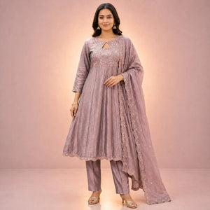 Dusty Mauve Keyhole Kurta Set