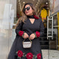 Rosette Embroidered Crepe Sharara