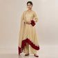 Beige Maroon Cutwork Kurta Set