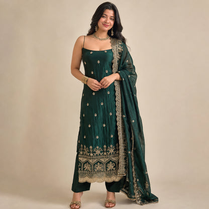 Emerald Sequin Thread Kurta Set