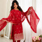 Crimson Sequin Beaded Kurta Suit