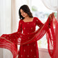 Crimson Sequin Beaded Kurta Suit