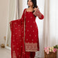 Crimson Sequin Beaded Kurta Suit