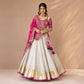 Ivory Magenta Embroidered Lehenga