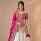 Ivory Magenta Embroidered Lehenga