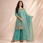 Embroidered GMY Silk Sharara Palazzo Set with Dupatta