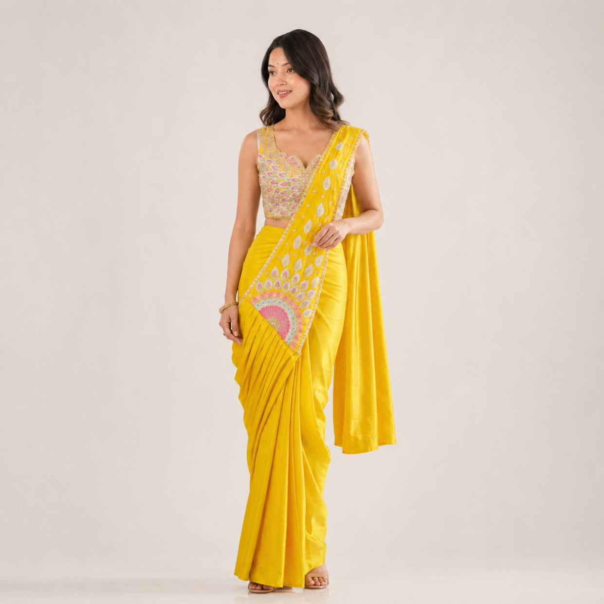 Mandala Sequin Drape Saree Set