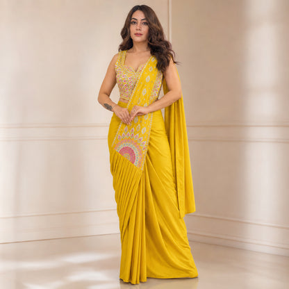 Mandala Sequin Drape Saree Set