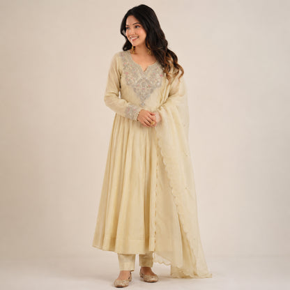 Ivory Cording Sequin Anarkali Set