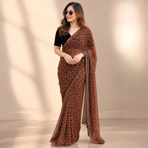 Leopard Print Georgette Saree