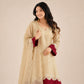 Beige Maroon Cutwork Kurta Set