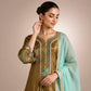 Olive Floral Embroidered Suit