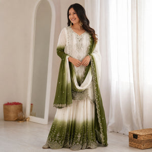 Ombre Sequin Scalloped Suit