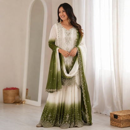 Ombre Sequin Scalloped Suit
