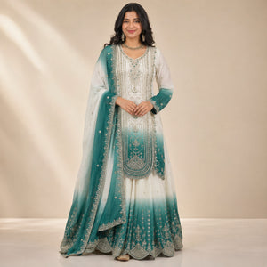Ombre Sequin Scalloped Suit
