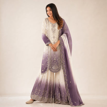 Ombre Sequin Scalloped Suit