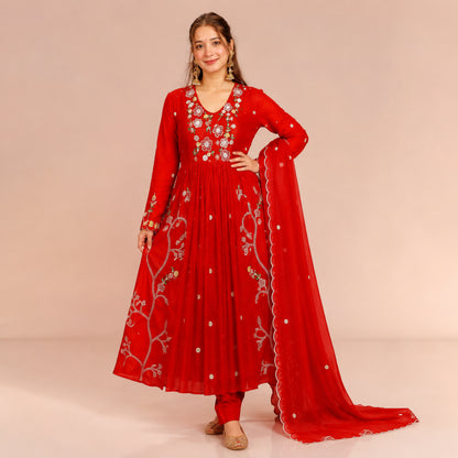 Floral Vine Chanderi Suit