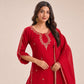 Red Sequin Embroidered Palazzo Suit