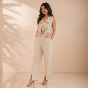 Ivory Floral Vest Co-ord