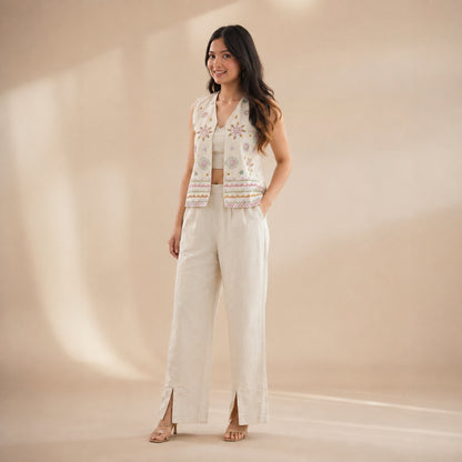 Ivory Floral Vest Co-ord