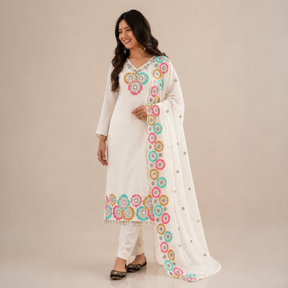 Floral Sequin Chiffon Suit Set