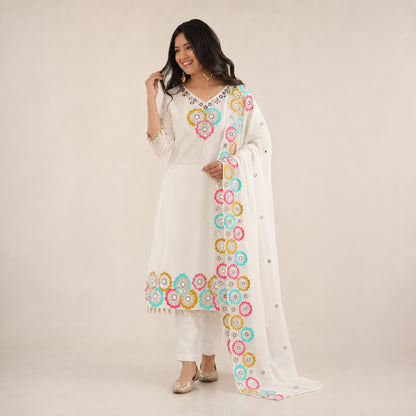 Floral Sequin Chiffon Suit Set