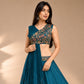 Teal Floral Embroidered Lehenga