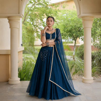Pearl Trim Organza Lehenga Set
