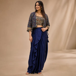 Embroidered Koti Ruffle Skirt Set