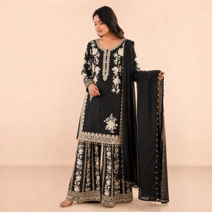 Sequin Embroidered Palazzo Suit Set